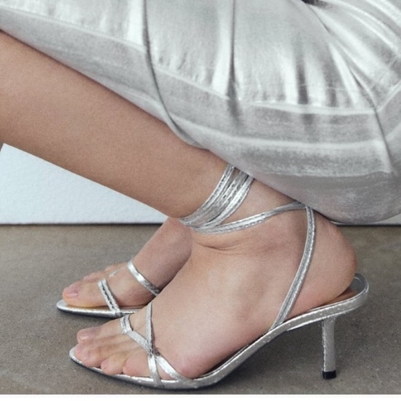 Zara metallic lace-up heels - Picture 2 of 8